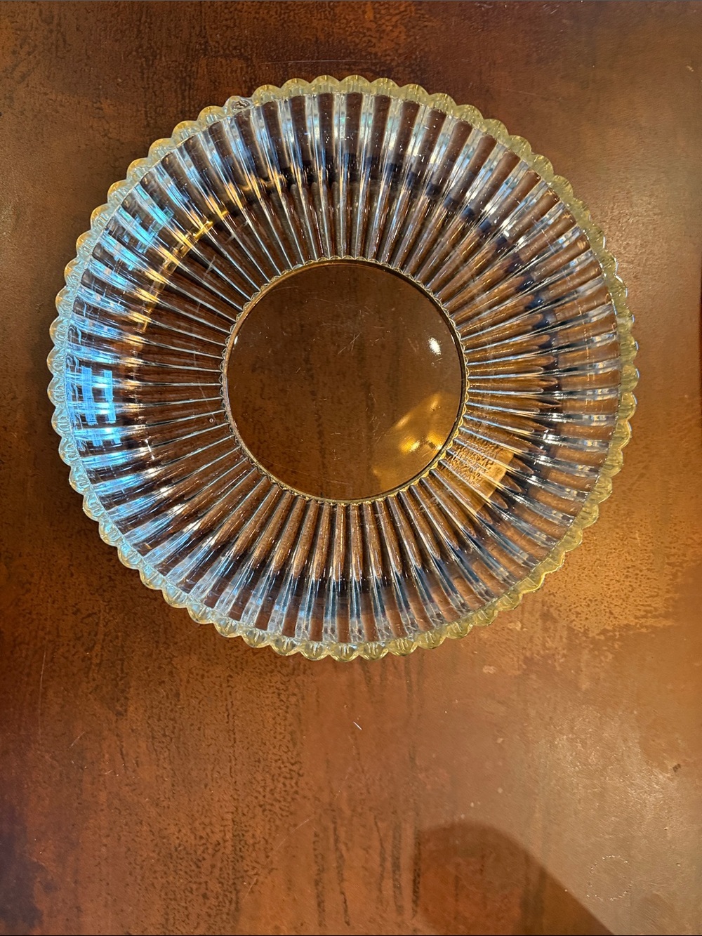 Vintage Clear Ribbed Glass  Low bowl